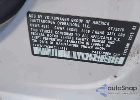 2015 Volkswagen Passat 1.8T Limited Edition from USA, damaged, VIN 1VWAT7A36FC115431